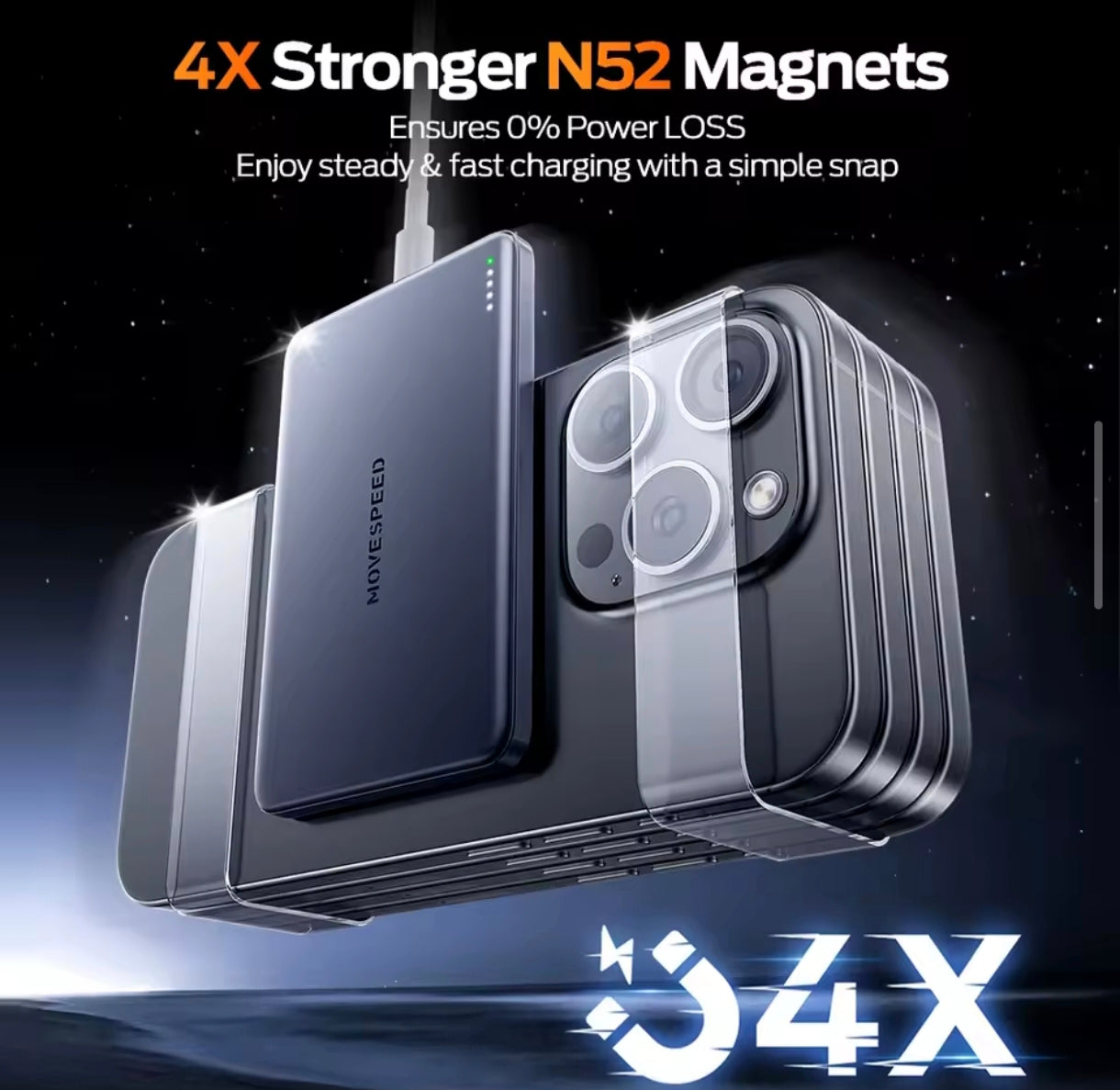 MOVESPEED S10 Slim Magnetic Power Bank 10000mAh PD20W Portable Charger Wireless External Battery for iPhone 16 Samsung Powerbank