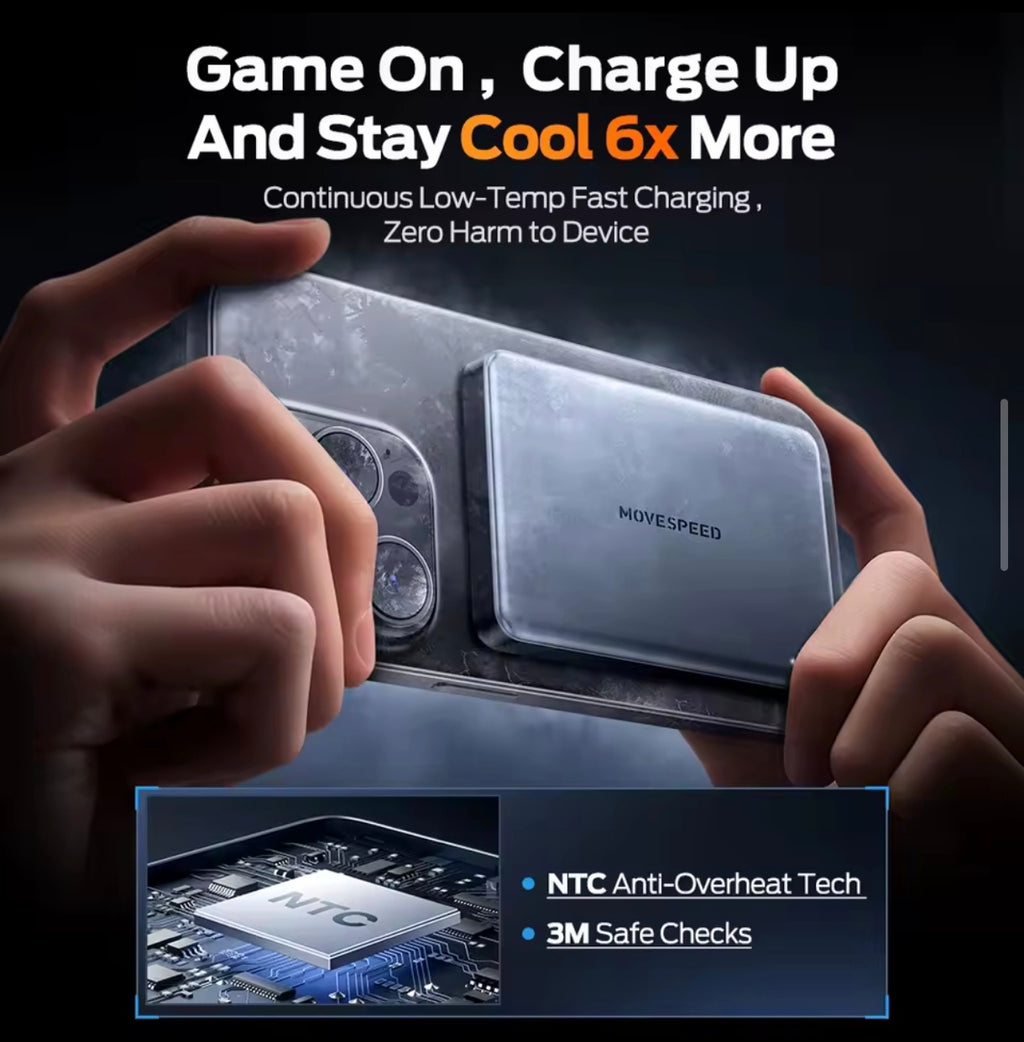 MOVESPEED S10 Slim Magnetic Power Bank 10000mAh PD20W Portable Charger Wireless External Battery for iPhone 16 Samsung Powerbank