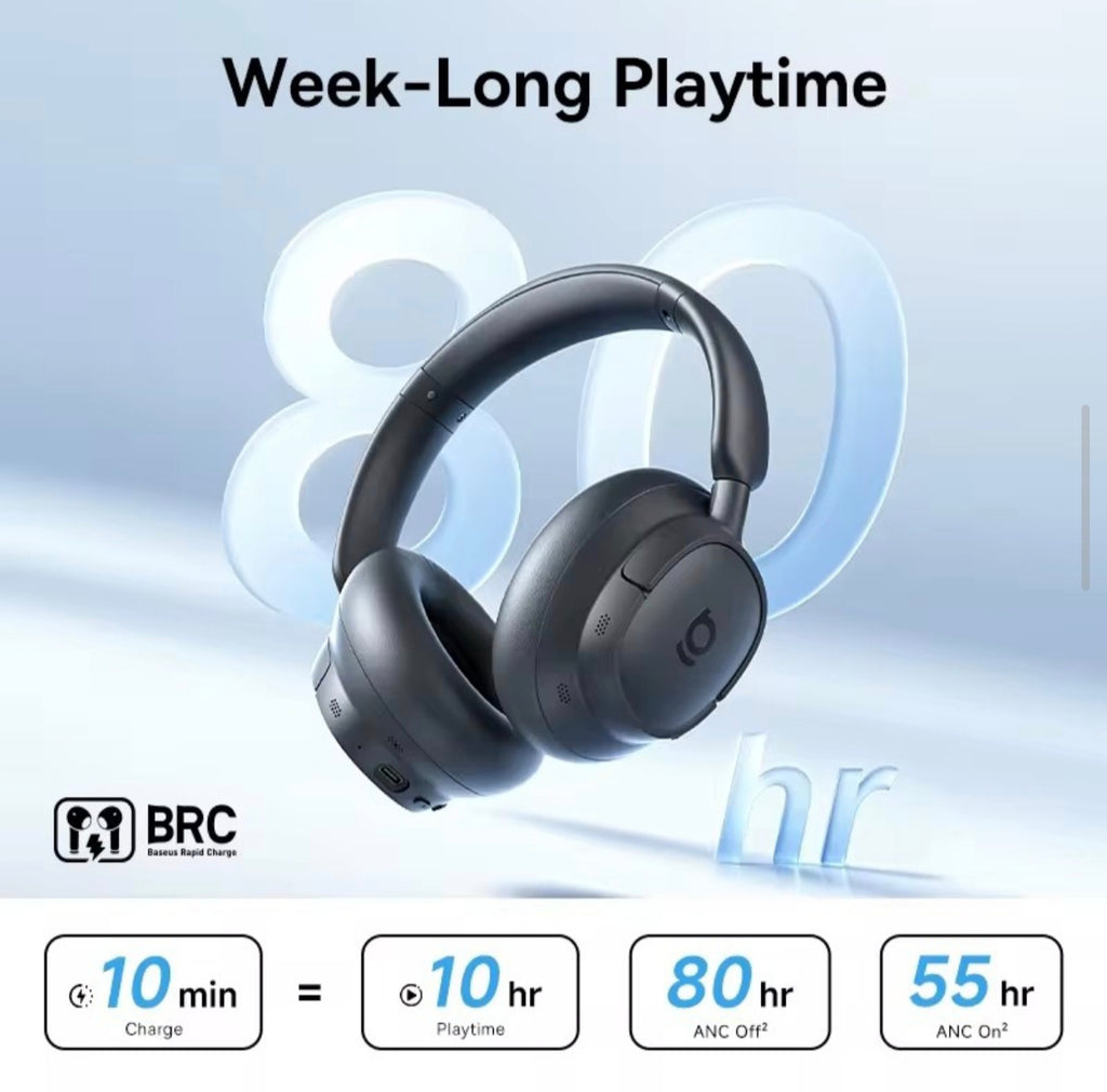 Baseus Bass BH1 NC Lite ANC Wireless Headphones – 95% Noise Cancelling | Bluetooth 6.0 | 80H Playtime