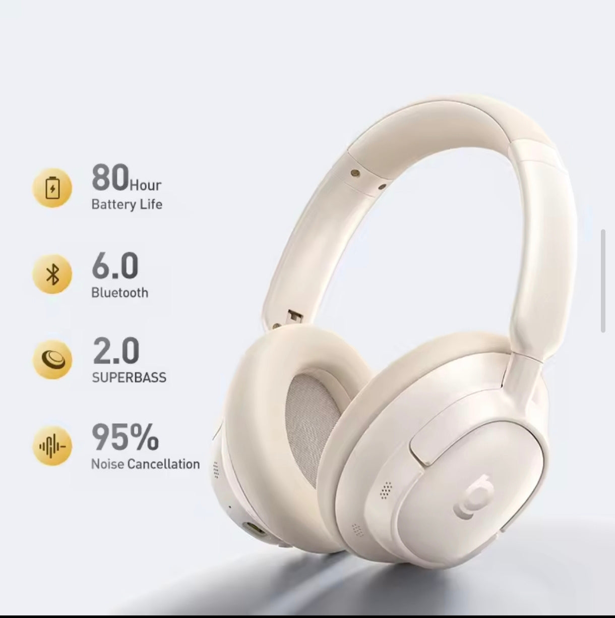Baseus Bass BH1 NC Lite ANC Wireless Headphones – 95% Noise Cancelling | Bluetooth 6.0 | 80H Playtime
