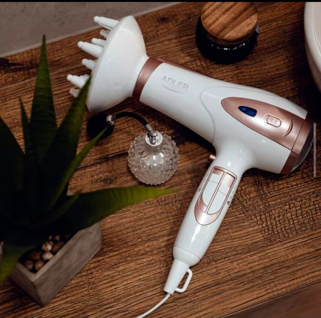 2400W Hair Dryer with lonization 2 Degrees of Blout 3 Degrees of Temperature Control Cold Vouter Diffuser lonizer