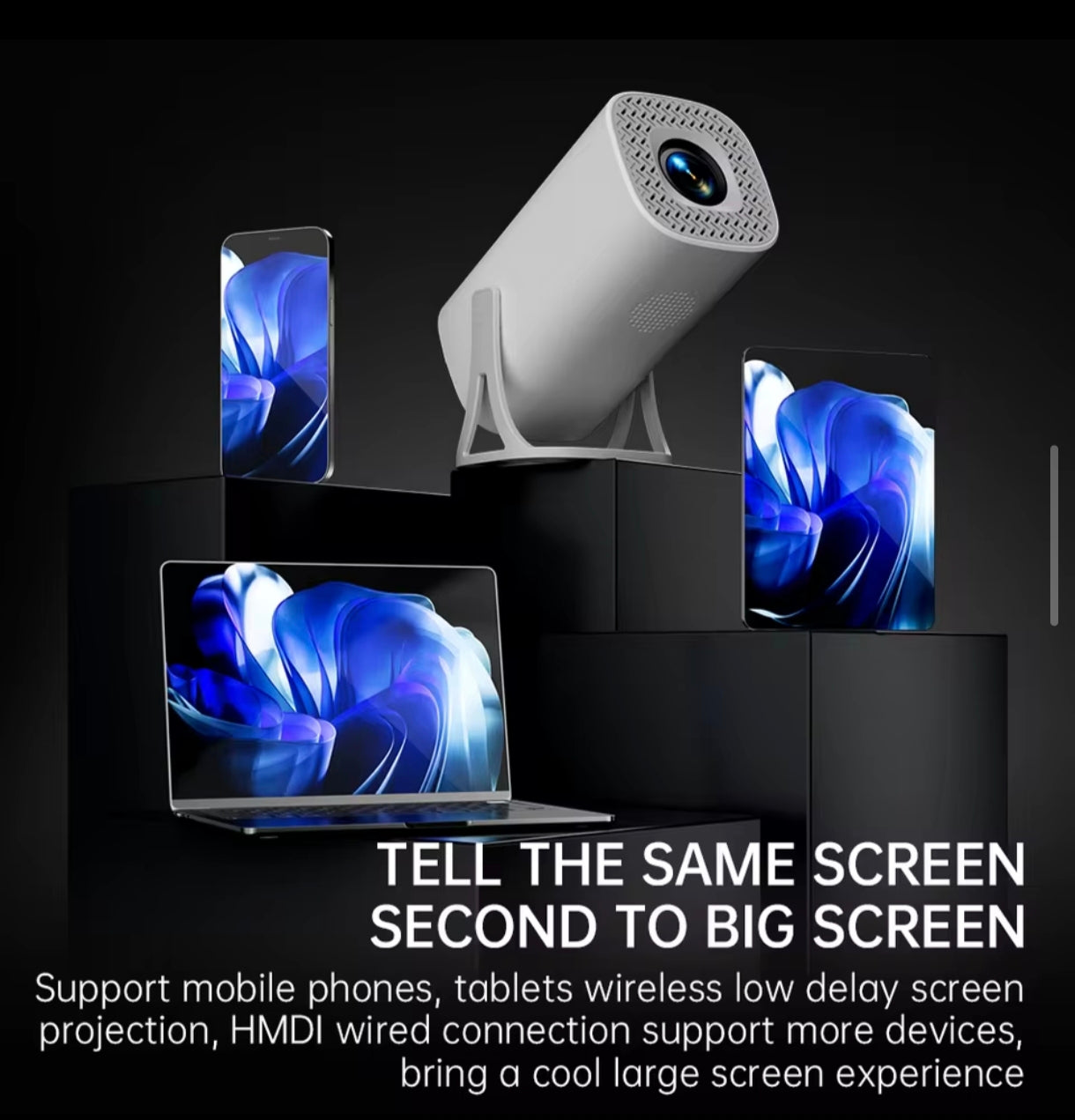 HONGTOP S40 Android 11 Mini Projector Support 4K 1080P 2.4G/5GWIFI BT5.0 Projector 1280*72OP Home Cinema Portable Projector