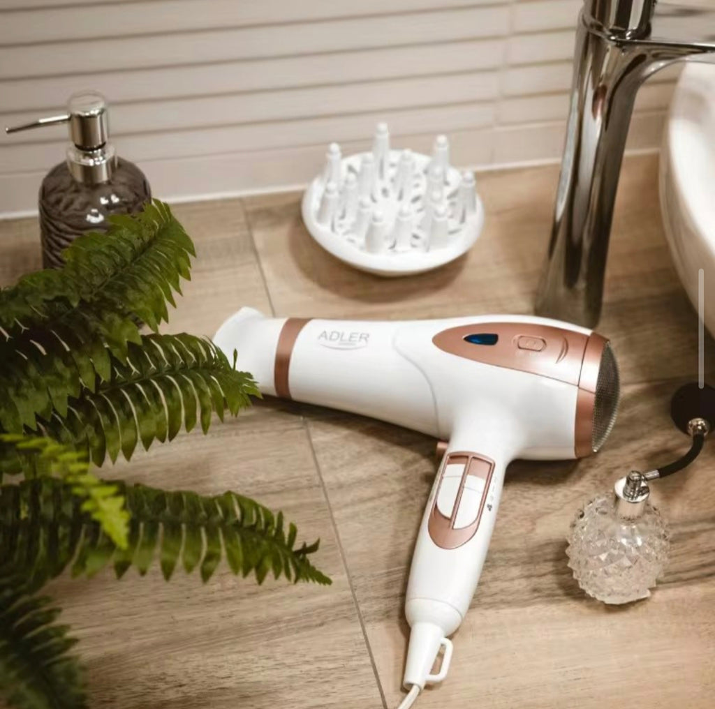 2400W Hair Dryer with lonization 2 Degrees of Blout 3 Degrees of Temperature Control Cold Vouter Diffuser lonizer