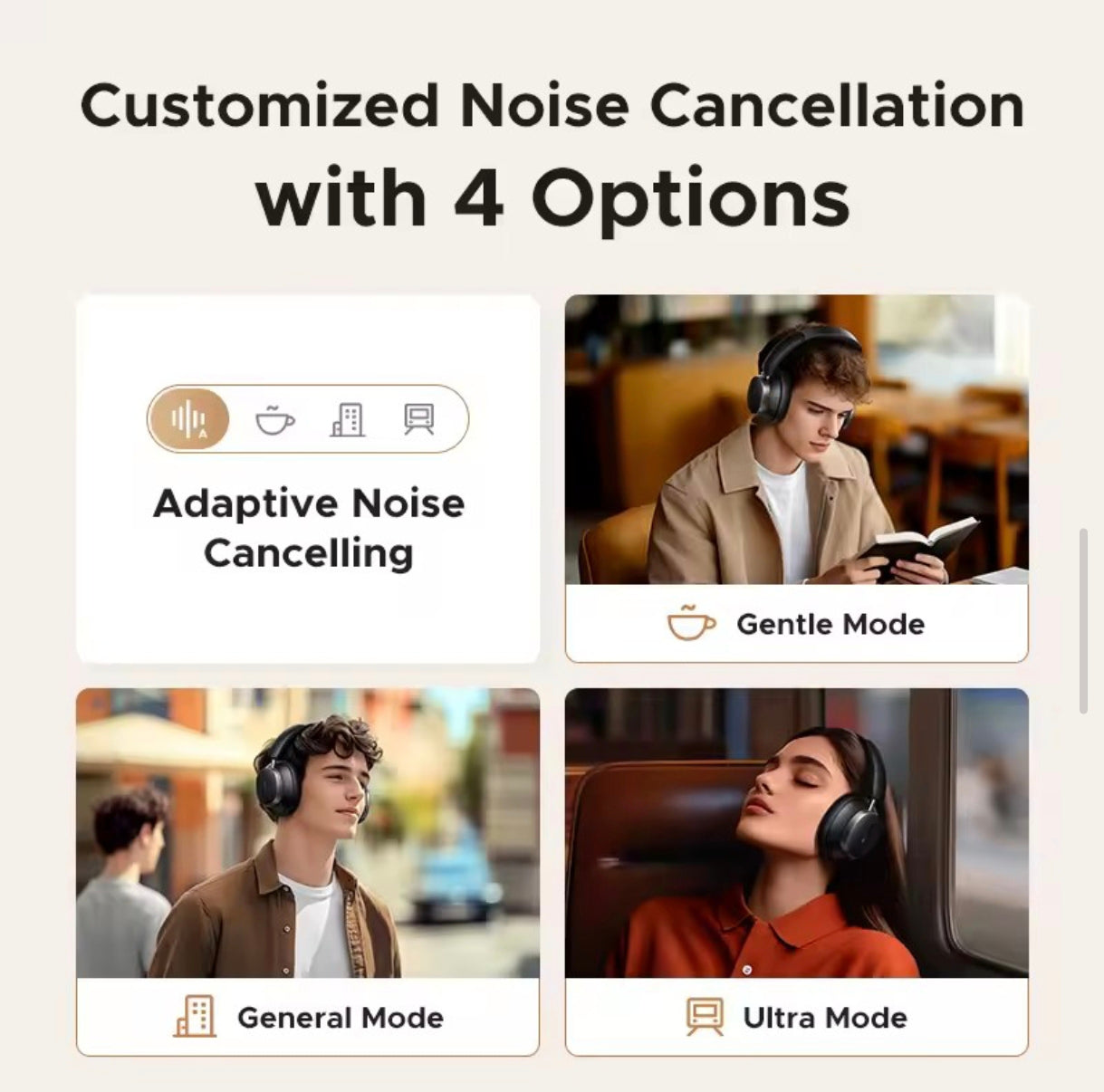 UGREEN Studio Pro 48dB ANC Wireless
Headphones Over Ear Bluetooth Earphones Active Noise
Cancellation Hi-Res LDAC 120h Playtime