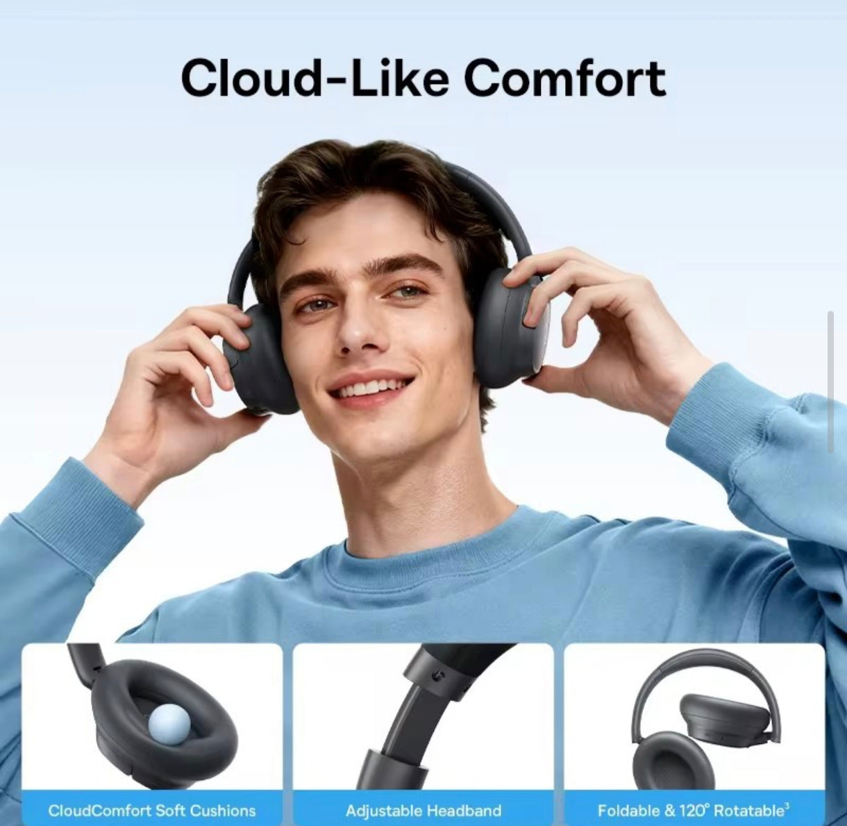 Baseus Bass BH1 NC Lite ANC Wireless Headphones – 95% Noise Cancelling | Bluetooth 6.0 | 80H Playtime