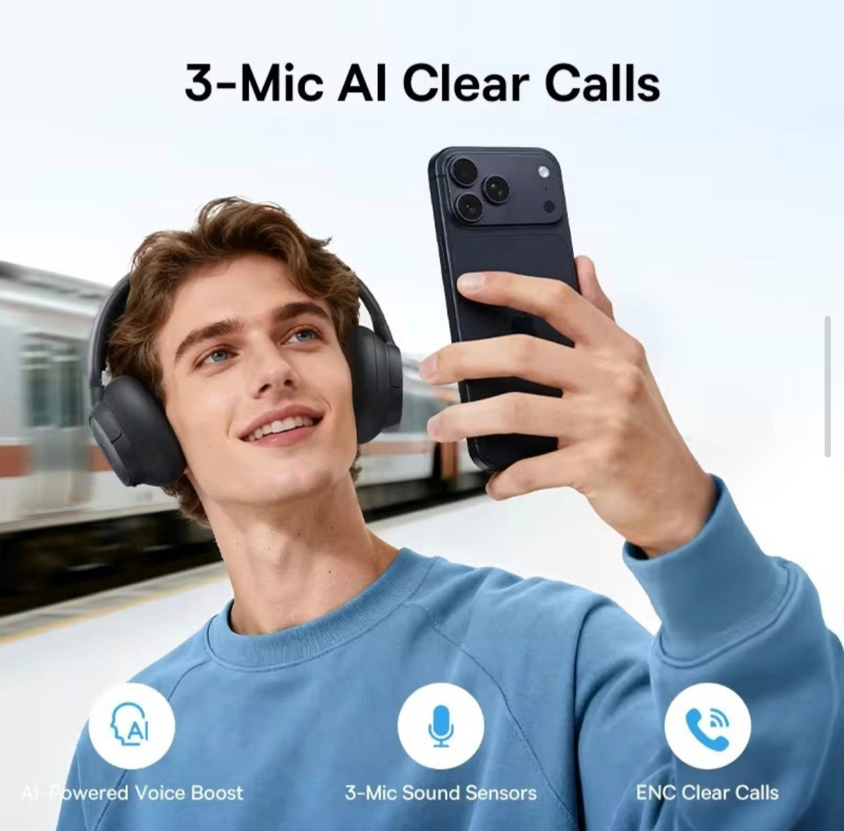 Baseus Bass BH1 NC Lite ANC Wireless Headphones – 95% Noise Cancelling | Bluetooth 6.0 | 80H Playtime